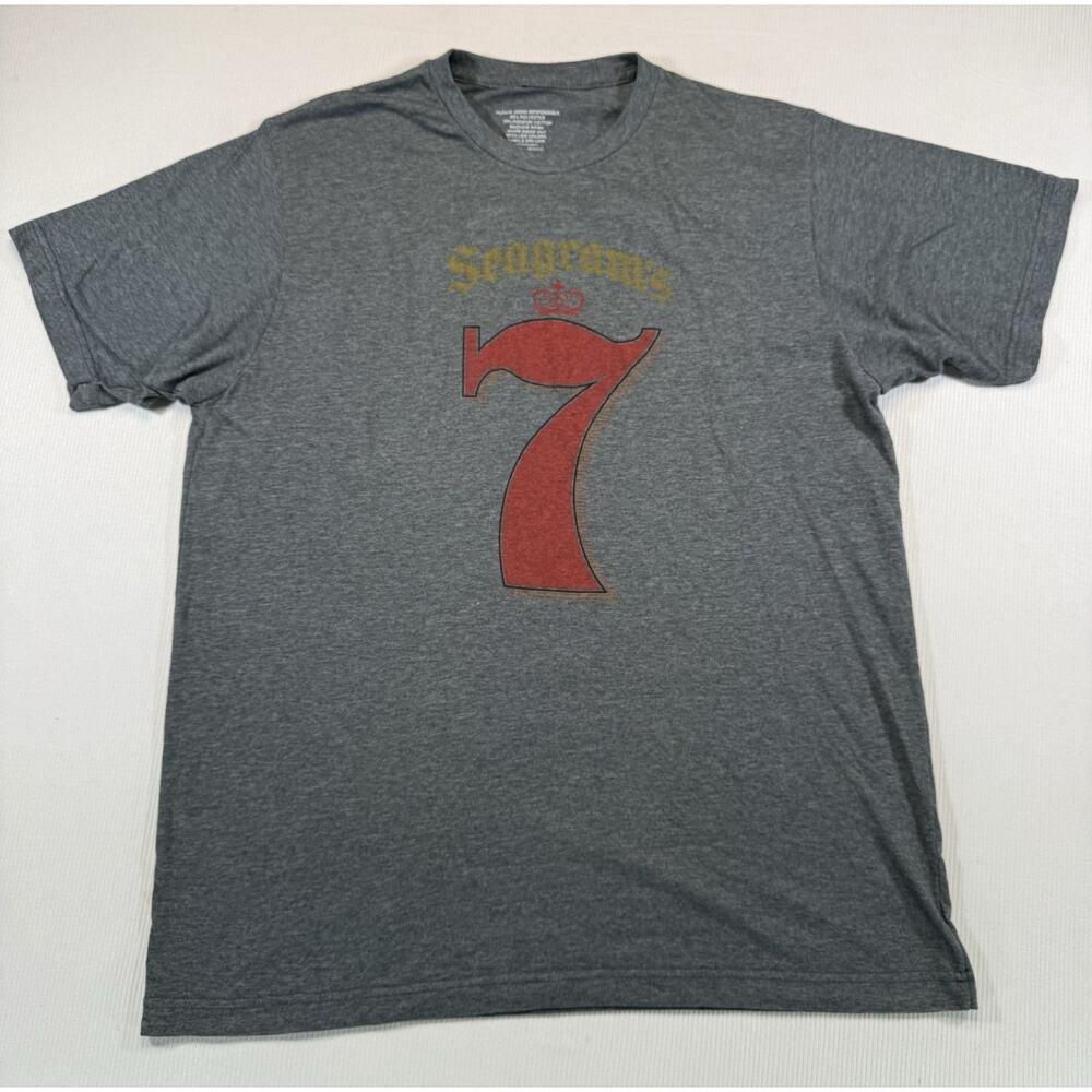 Seagrams 7 T Shirt Mens Large Gray Graphic Whiskey Logo Tee